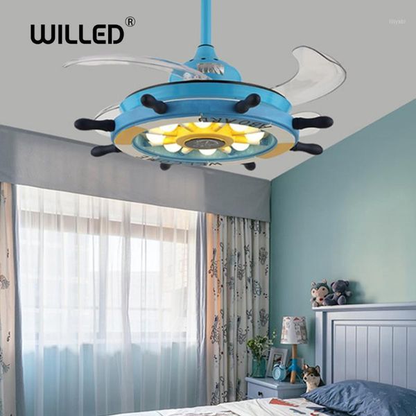 

electric fans pirate ship cute fan lamp with remote control light for children baby bedroom living room home decor creative lighting1