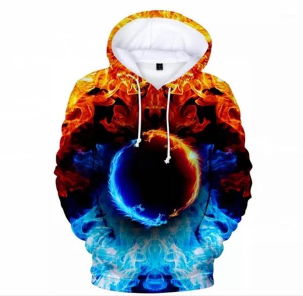 

novelty yellow and blue hoodies men/women sweatshirt hoodie ice and fire handsome hooded cool boys/girls streetwear clothes1, Black