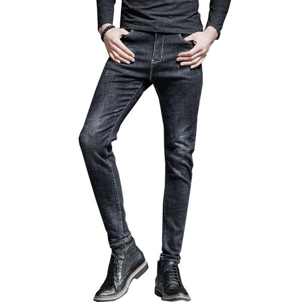 

brand new mens casual jeans slim feet straight mid waist jeans for men size 28-36, Blue