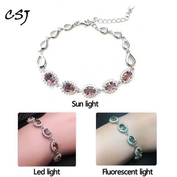 

csj zultanite bracelet sterling 925 silver oval5*7mm cut created sultanite color chance fine jewelry women wedding party gift q1201, Black