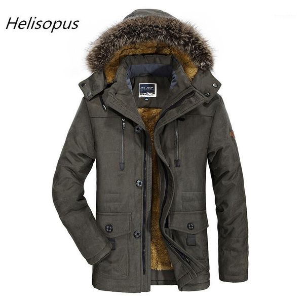 

helisopus winter jacket men cotton padded warm parka coat casual faux fur hooded long jacket windbreaker plus asian size 5xl 6xl1, Black