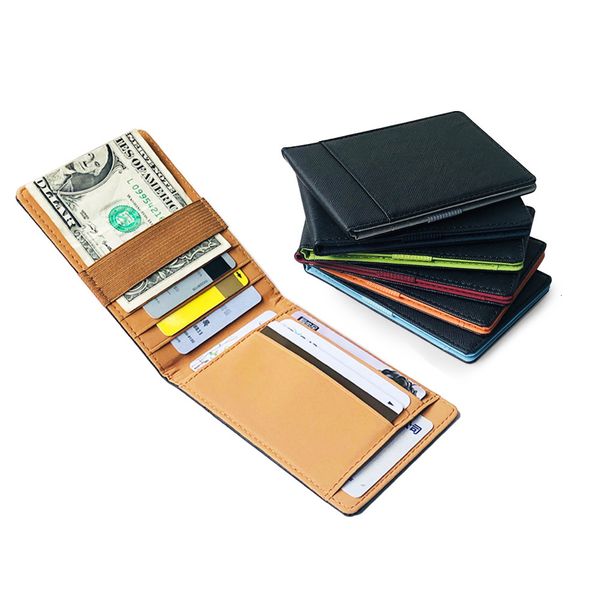 

new fashion women mini wallet elastic ribbon woman money clip men small credit card purse slim cash holder for man 8 colors, Red;black