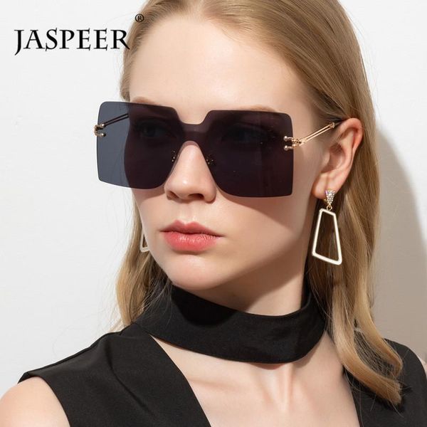 

jaspeer oversized rimless sunglasses women designer ladies punk one piece uv400 sunglasses men retro shades eyewear1, White;black