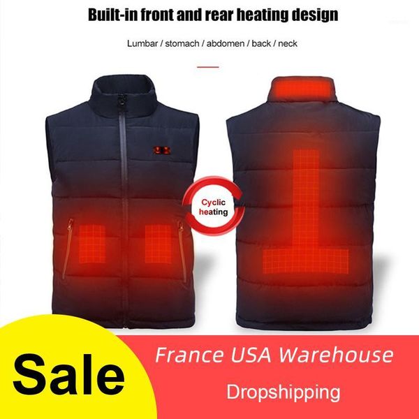 

outdoor t-shirts usb heated vest electric heating winter thermal cloth feather camping hiking warm hunting jacket1, Gray;blue