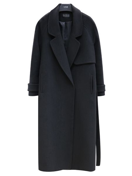 

mnew black cashmere woollen overcoat over knee in 2020