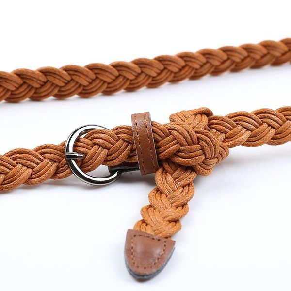 

new fashion womens belt brief knitted candy colors hamp rope braid belt female for dress ceinture femme, Black;brown
