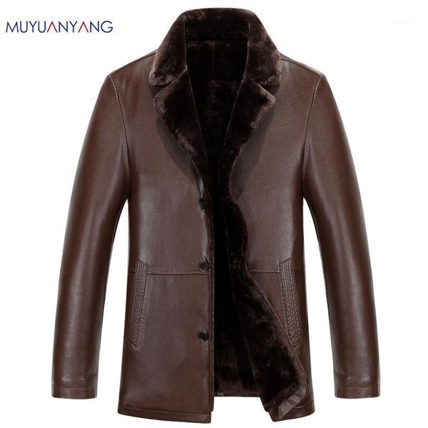 

leather jacket men winter pu jackets and coat casual warm fur clothing solid color men's turn-down collar faux leather jackets1, Black