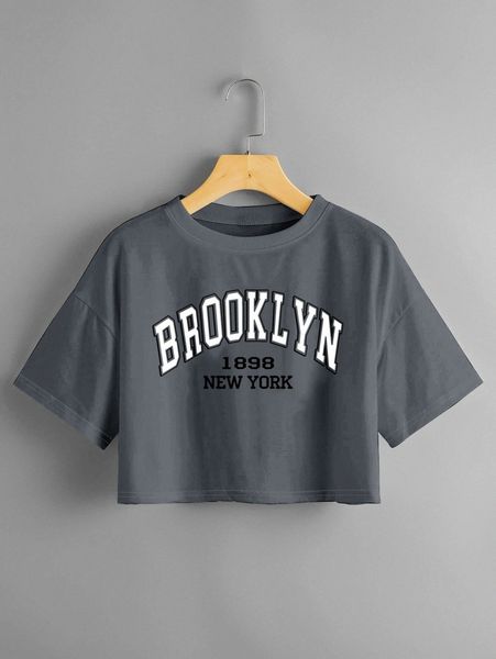 

letter graphic drop shoulder crop tee u5hw#, White