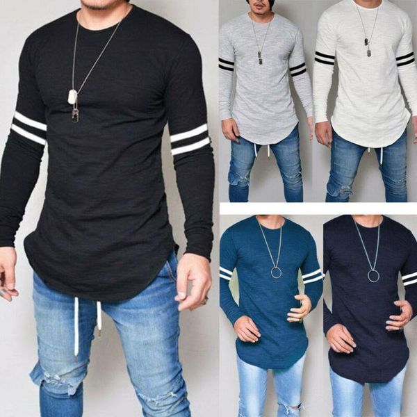 

мужская футболка с длинными рукавами футболка основная экипаж шеи slim fit мышечные одежда drop доставка хорошего качества, Black