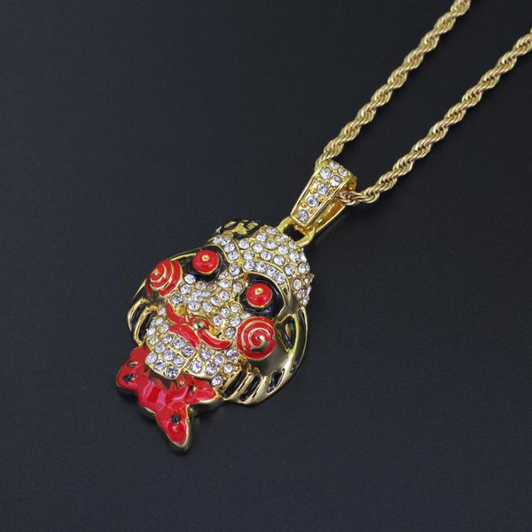 

luxury men hip hop iced out 69 saw doll head mask pendant necklaces male hiphop pendants necklace charm jewelry luxury gifts fashion design, Silver