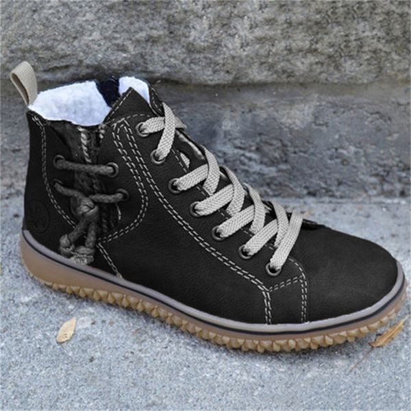 

plus size ankle boots women platform low heels women boots buckle shoe thick heel short boot ladies drop shipping botas mujer, Black
