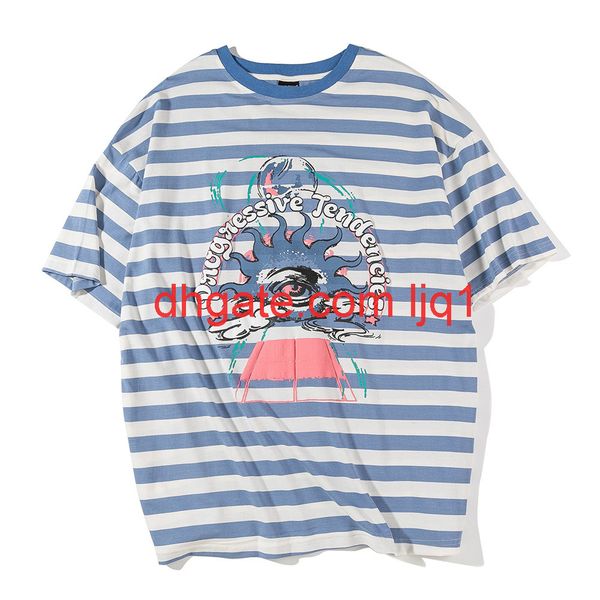 

spoof cartoon print stripe short sleeve t-shirt men's fashion brand round neck 5 / 6 sleeve trend loose half sleeve, White;black