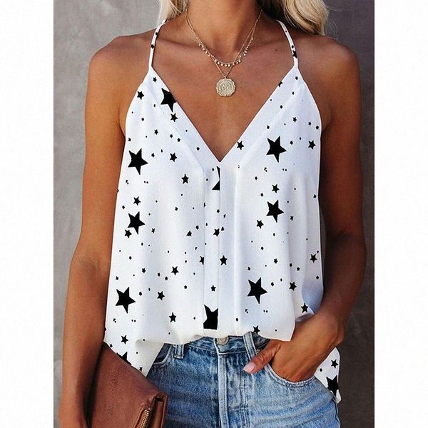 

print spaghetti strap sleeveless casual tank 60ii#, White
