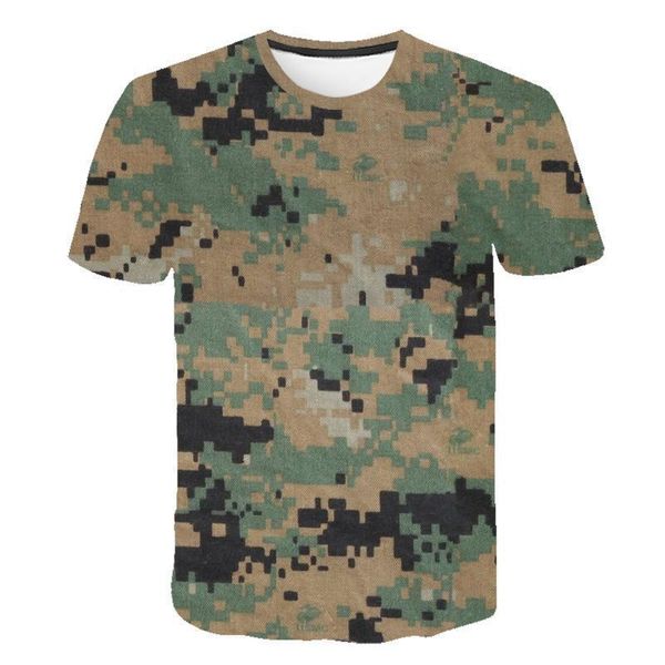 

casual 3d digital military style camouflage printed men's t-shirt, White;black