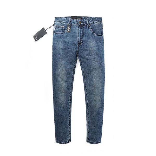 

godlikeu jeans men's trousers elastic straight thickened mens jeans, Blue