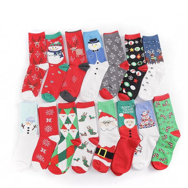 

women christmas socks cartoon snowman santa socks low cut ankle 3d printed cotton socks calcetines mujer#229, Pink;yellow
