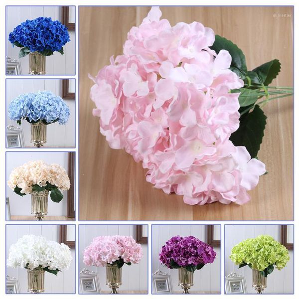 

artificial hydrangea bouquet silk flower branch bridal bouquets home wedding festival party decor fake flowers 5 heads1