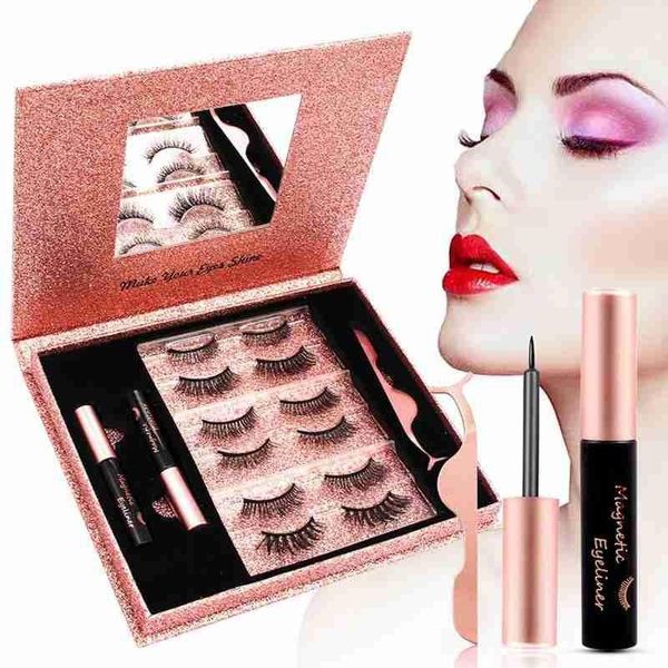 

6pairs false eyelashes set lashes eyeliner magnetic kit nature long lasting waterproof magnet false eyelashes cosmetic make up