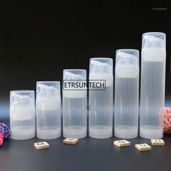 

storage bottles & jars 100pcs 30/50/80/100/120ml clear white essence pump bottle airless for lotion shampoo bath cosmetic container f38161