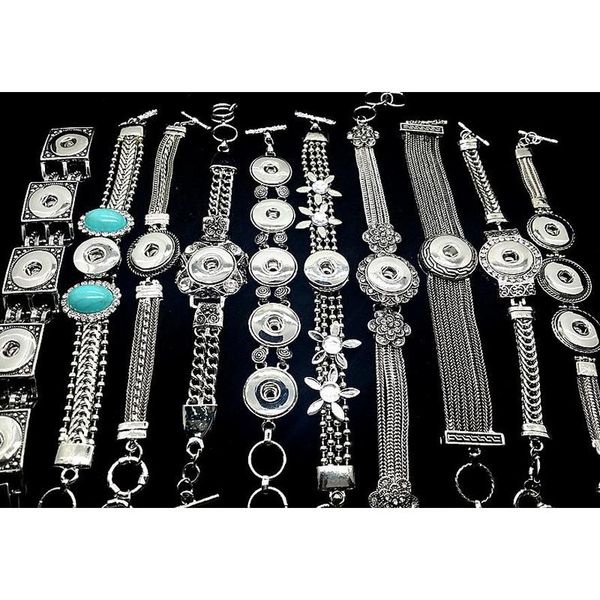 

wholesale noosa chunk snap button charm bracelet 10pcs/lot mixed style ginger snaps women jewelry new arrival fit 1 jlllxy yy_dhhome, Black