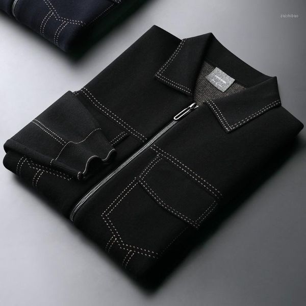 

minglu zipper cardigan male sweaters luxury autumn winter business and casual mens sweaters slim fit man plus size 4xl1, White;black