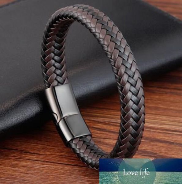 

classic design hand woven men genuine leather bracelet bangle special birthday party jewelry, Black