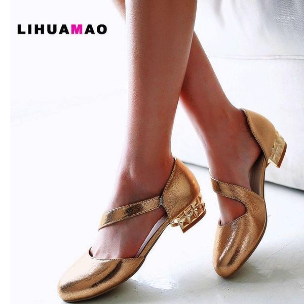 

dress shoes lihuamao spring summer golden women sandals square heels round toe ladies heel sandals1, Black