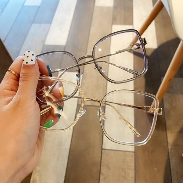 

fashion sunglasses frames oversized alloy square clear glasses for elegant women vintage green orange big eyeglasses female transparent shad, Black