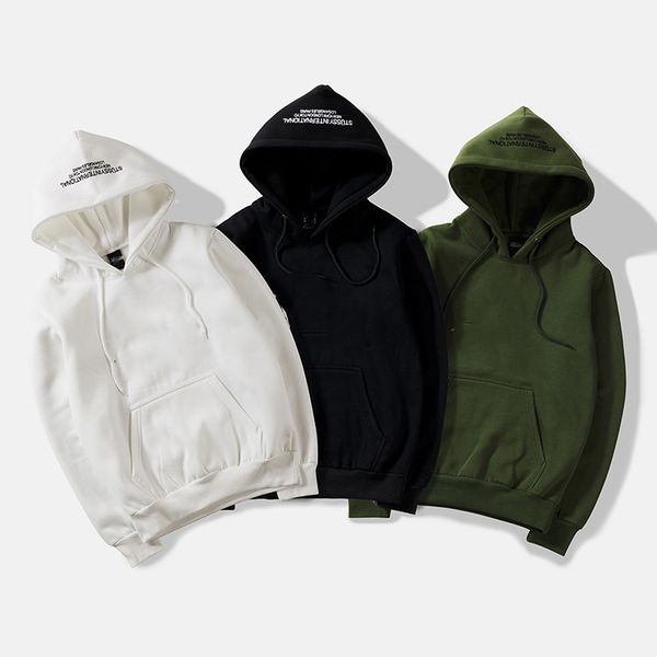 

brand designer stuusy warm hoodie embroidery men women fashion sweatshirts hooded mens skateboard pullover hoodies 3 color m-2xl, Black