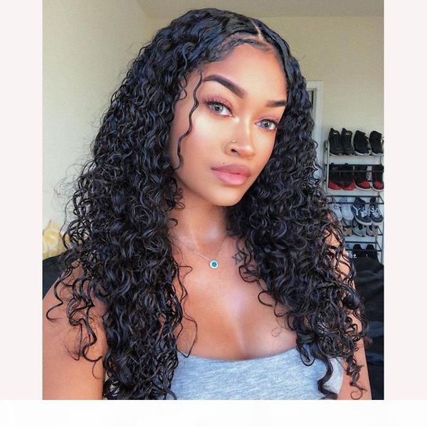

brizilian 13x6 lace front human hair wigs baby hair full lace wig curly 360 lace frontal wigs water wave for women natural hairline, Black