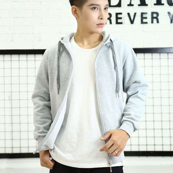 

cardigan men's zipper coat casual hooded sports sweater, Gray