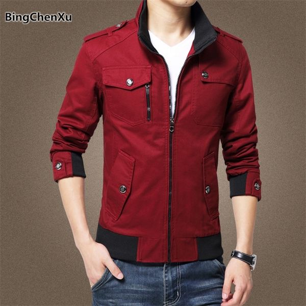 Rot Casual Herrenjacke Mantel Militärjacke Männer Männlich Plus Größe Winter Pilot Jacken Mode Veste Homme Marke Outwear Mantel 1081 201218