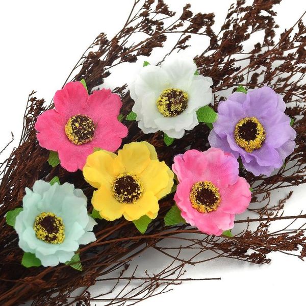 

50pcs/lot 4cm mini silk cherry blossoms small artificial rose flowers heads poppy wreath wedding decoration for scra bbyfqy