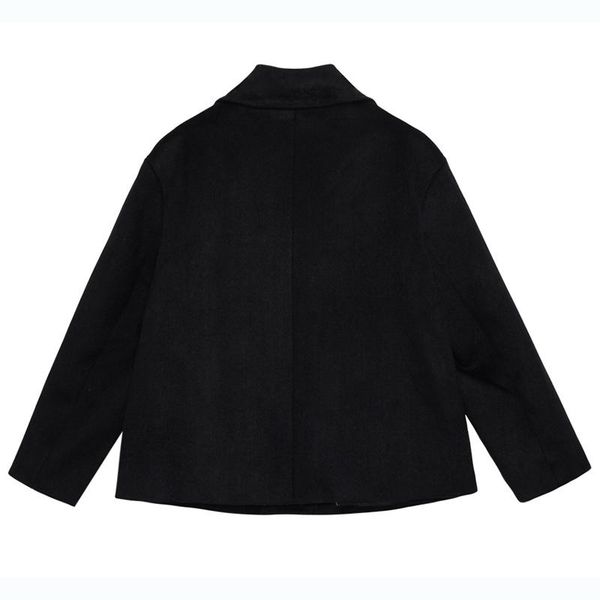 

women's wool & blends fit big loose size pearls short warm woolen coat parkas long sleeve women fashion tide autumn winter 2021 1dd1201, Black