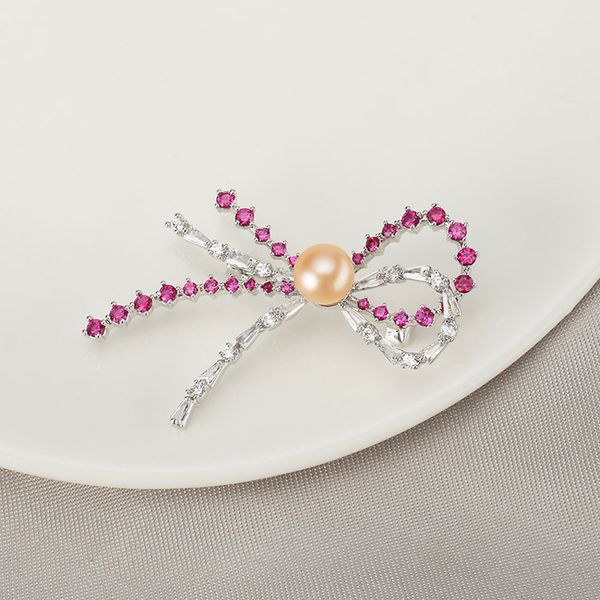 

2021 new luxury rhinestone flower brooches women jewelry natural pearl brooch pins for female wedding party crystal accessories gifts kn8z, White;black