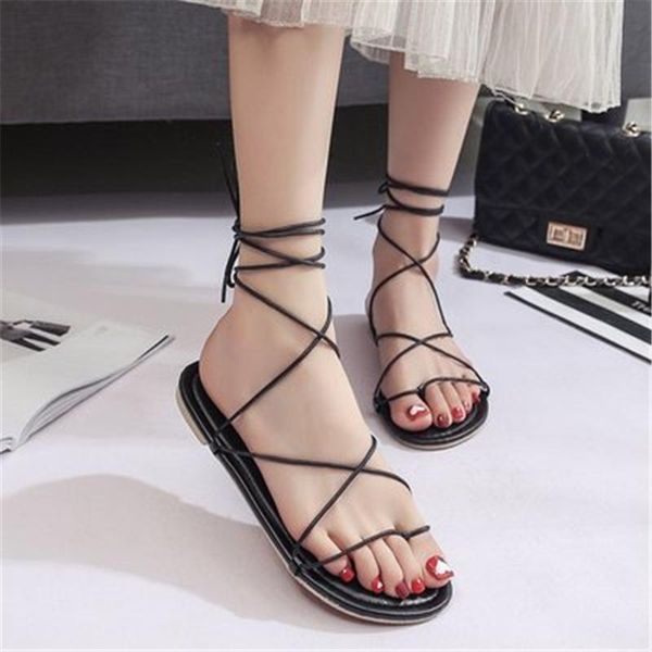 

sandals web celebrity with lace, summer ultra fire fairy for women's ins 2021, thin black roman strap flats