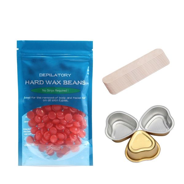 

home use body hard wax bean beauty parlor hair removal depilatory wax with 10 wax sticks & 3 bowls w9531
