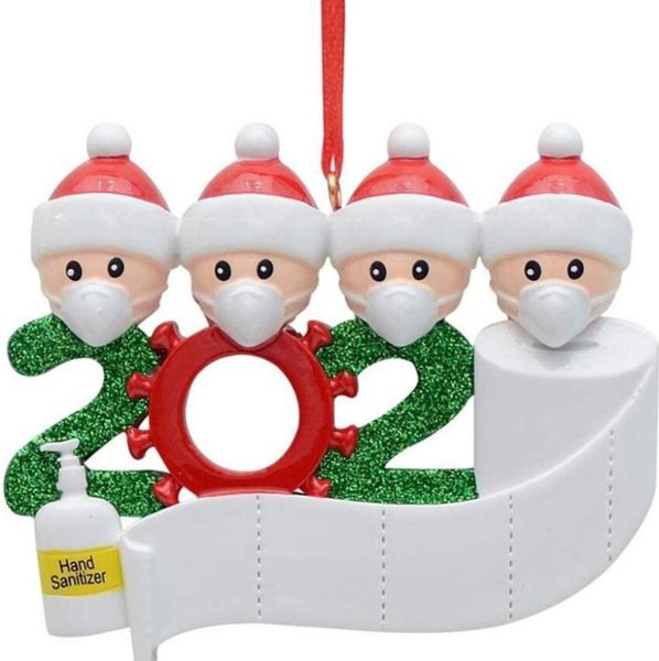 

family 2020 personalized decoratiquarantine christmas of 4 ornament pandemic with face masks hand sanitized