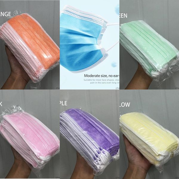 

black 9 colors pink white disposable with elastic ear loop 3 ply breathable dust air anti-dust face mask mouth 24