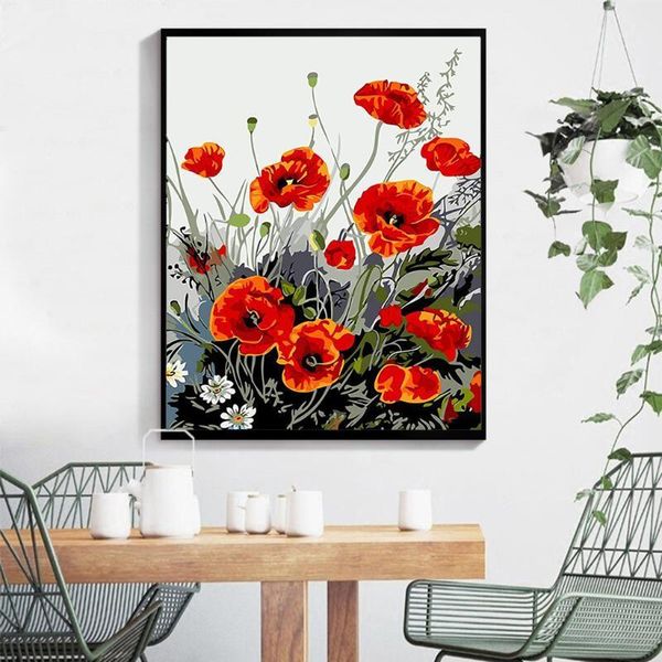 

diy oil painting digital flower oil painting acrylic paint home decoration colorful flower m#121
