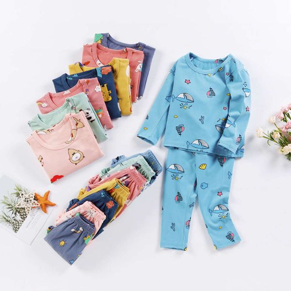 

trousers children's cloth autumn new winter lycra cotton underwear set for middle school children, boys' pajamas and, Blue;red