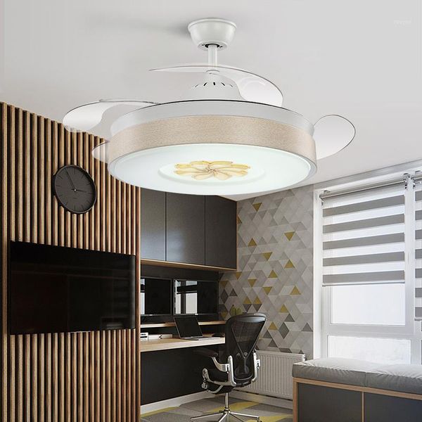 

electric fans modern led invisible ventilateur de plafond frequency conversion bedroom ceiling fan lamp remote control household light1