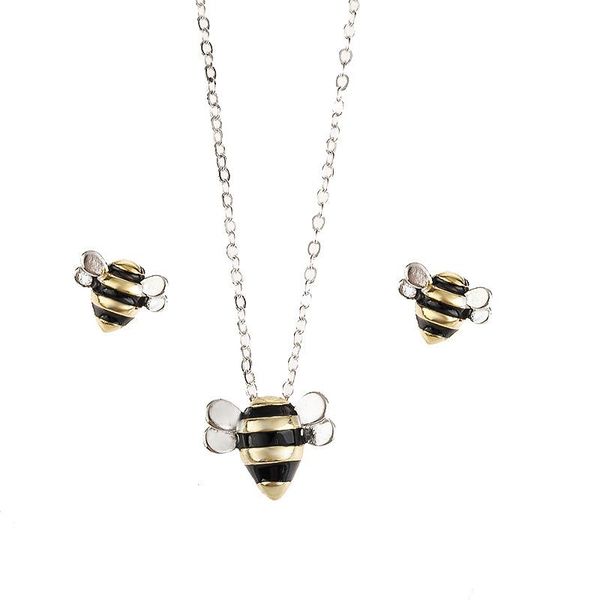 

chains korean fashion cute bee pendant necklace for women set, Silver