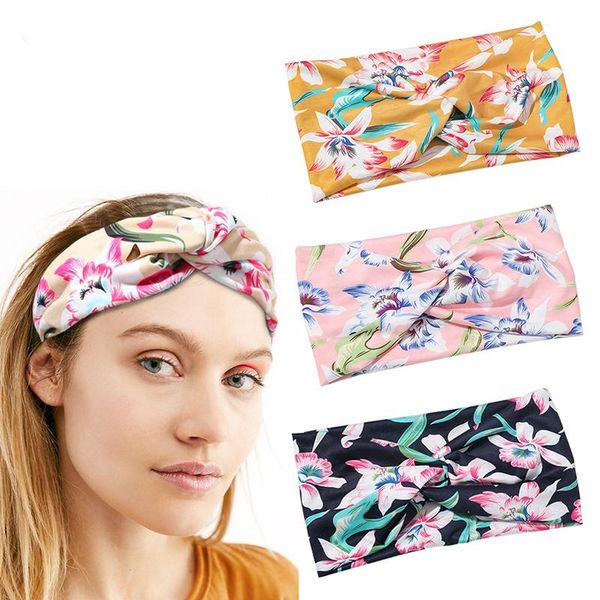 

bohe leopard headwrap turban elastic hair ribbon floral print hairband wide bandana headband yoga cross knot solid headpiece q bbyfqj