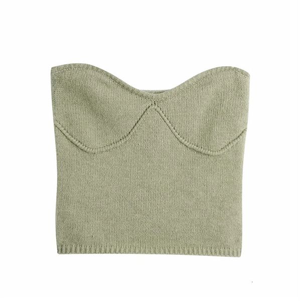 

2021 new green knitted corset women off shoulder cropped sweater woman sleeveless designer ladies sweaters 8apa, White;black