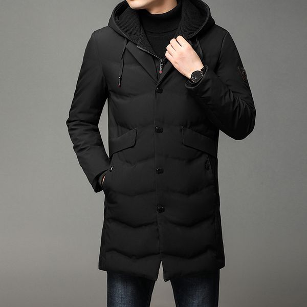 

2020 winter new brand casual fashion 90% white duck down coats men heavy windbreaker long parka jacket bubble coat mens clothing y1118, Black