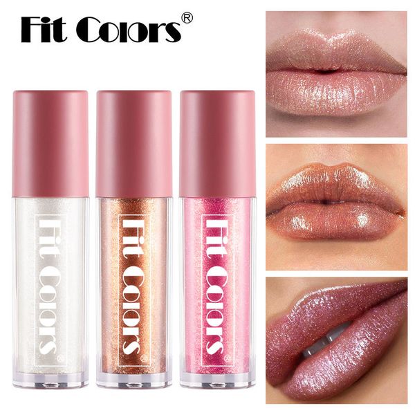 Fit Colors Hidratante Alto Brilho Lip Gloss Metálico Diamante Lip Perolado Shimmer Batom Líquido Lip Glaze