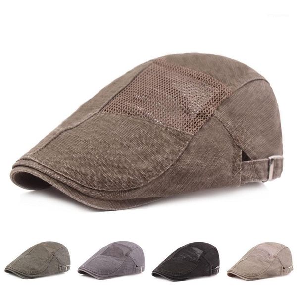 

summer outdoor sunscreen beret women men breathable mesh cotton beret hats fashion solid adjustable sun hat peaked cap1, Blue;gray