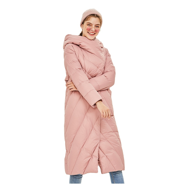 

women down jacket allure amore long women white duck down jacket windproof quilted coat with hood parka lightweight puffer cloth, Black