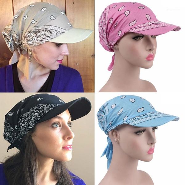 

summer brim hat candy-colored sunscreen hats with brim cotton multi-function printed headscarf hooded headscarf1, Blue;gray